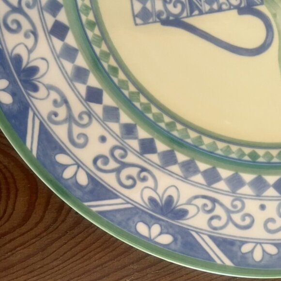 Villeroy & Boch Perugia 12" Chop Plate Blue w/Red Tulips Cottage Core Wall Art - Picture 3 of 6